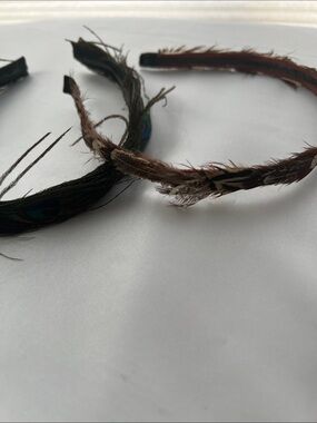 Feather Embellished Headband in Brown and Black Women’s Hair Accessory set of 2